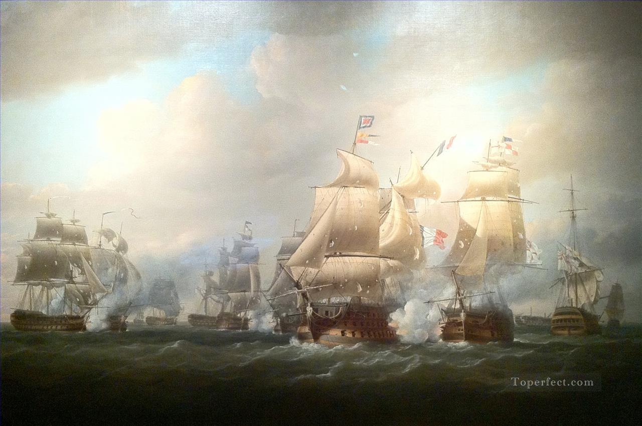 Duckworth s action off San Domingo 6 February 1806 Nicholas Pocock Naval Battle Oil Paintings